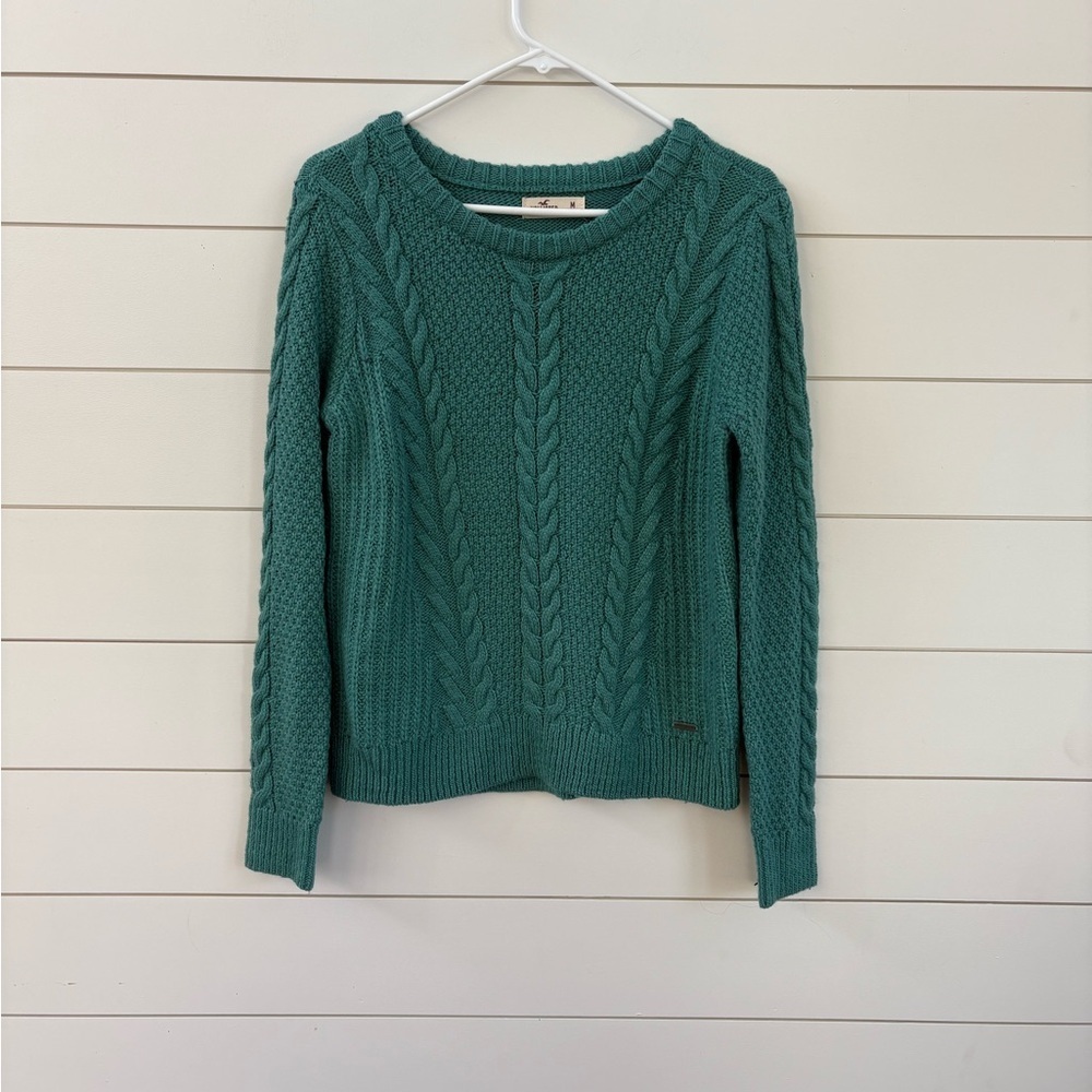 Hollister Teal Cable Knit Sweater